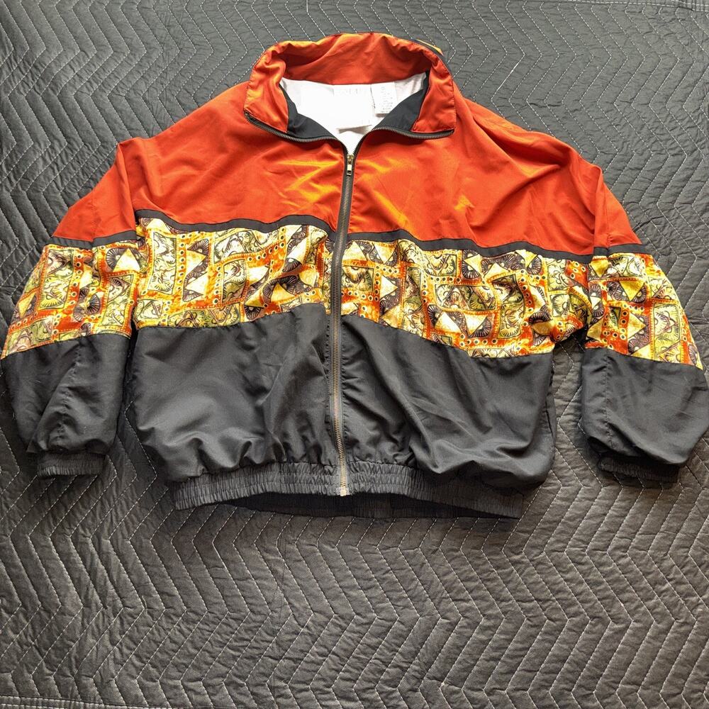 Vintage 90s Solare Sporta Granny Windbreaker Jacket Large Color Abstract- READ